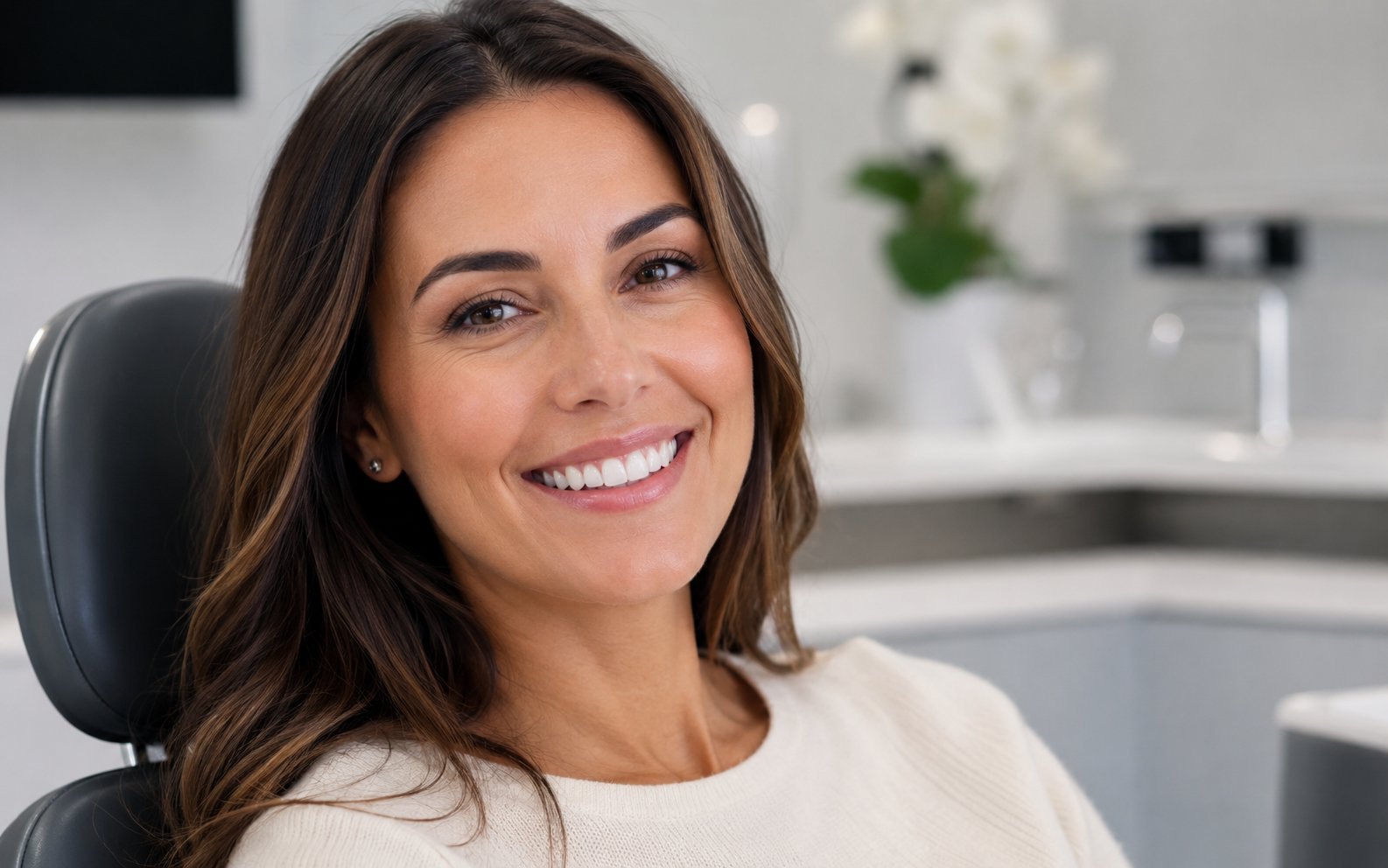Smiling patient in the treatment chair at Doctor Laleh Dental Aesthetics